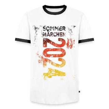Sommermärchen 2024, schwarz rot gold, Deutschland - Männer Kontrast-T-Shirt - Weiß/Schwarz - Vorne - AI Model Female 172 light (172cm) & AI Model Male 178 dark (178cm)