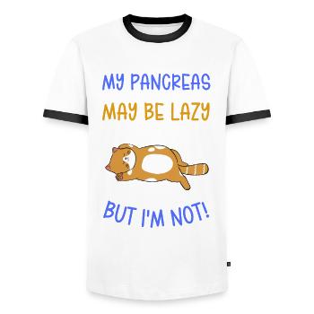 Diabetes Awareness Type 1 Make My Pancreas Great - Men's Ringer Shirt - white/black - Front - AI Model Female 172 light (172cm) & AI Model Male 178 dark (178cm)