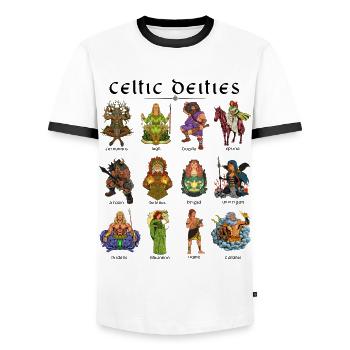 Celtic Gods - Men's Ringer Shirt - white/black - Front - AI Model Female 172 light (172cm) & AI Model Male 178 dark (178cm)