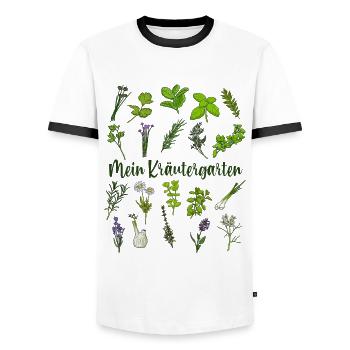 Mein Kräutergarten - Kräuter - Männer Kontrast-T-Shirt - Weiß/Schwarz - Vorne - AI Model Female 172 light (172cm) & AI Model Male 178 dark (178cm)