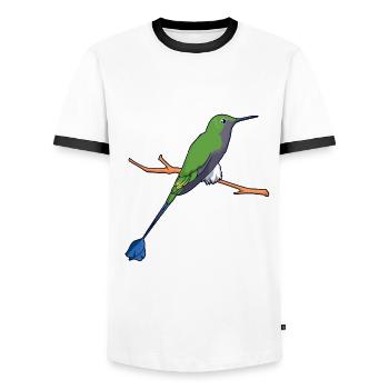 Kawaii Green-parted Flag Sylph - Men's Ringer Shirt - white/black - Front - AI Model Female 172 light (172cm) & AI Model Male 178 dark (178cm)