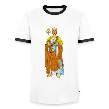 Buddhismus Gott Bodhisattva Ksitigarbha - Männer Kontrast-T-Shirt - Weiß/Schwarz - Vorne - AI Model Female 172 light (172cm) & AI Model Male 178 dark (178cm)