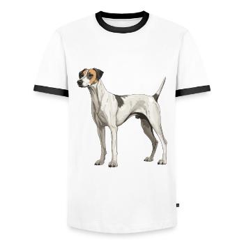 Greyhound Dog Animal - Men's Ringer Shirt - white/black - Front - AI Model Female 172 light (172cm) & AI Model Male 178 dark (178cm)