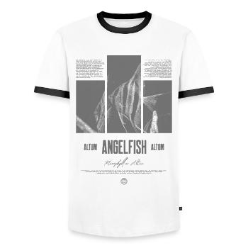Altum Kaiserfisch Buntbarsch Aquarium Fischhalter - Männer Kontrast-T-Shirt - Weiß/Schwarz - Vorne - AI Model Female 172 light (172cm) & AI Model Male 178 dark (178cm)