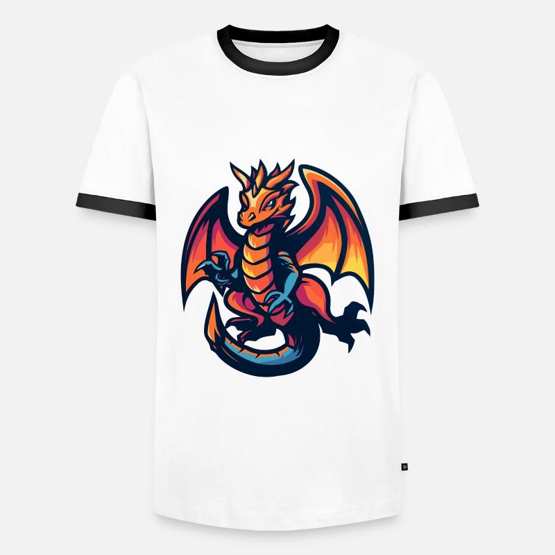 Drache Comic - Männer Kontrast-T-Shirt - Weiß/Schwarz