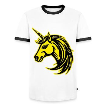 Portrait d’animal licorne - T-shirt contrasté Homme - blanc/noir - Devant - AI Model Female 172 light (172cm) & AI Model Male 178 dark (178cm)