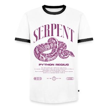 Ball Python Moderne Reptilienwärter Streetwear - Männer Kontrast-T-Shirt - Weiß/Schwarz - Vorne - AI Model Female 172 light (172cm) & AI Model Male 178 dark (178cm)