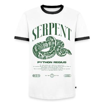 Ball Python Moderne Reptilienwärter Streetwear - Männer Kontrast-T-Shirt - Weiß/Schwarz - Vorne - AI Model Female 172 light (172cm) & AI Model Male 178 dark (178cm)