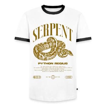 Ball Python Moderne Reptilienwärter Streetwear - Männer Kontrast-T-Shirt - Weiß/Schwarz - Vorne - AI Model Female 172 light (172cm) & AI Model Male 178 dark (178cm)
