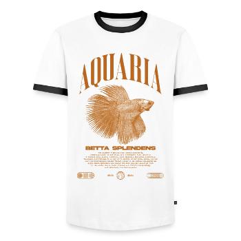 Betta Fish Keeper Moderne Streetwear - Männer Kontrast-T-Shirt - Weiß/Schwarz - Vorne - AI Model Female 172 light (172cm) & AI Model Male 178 dark (178cm)