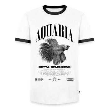 Betta Fish Keeper Moderne Streetwear - Männer Kontrast-T-Shirt - Weiß/Schwarz - Vorne - AI Model Female 172 light (172cm) & AI Model Male 178 dark (178cm)