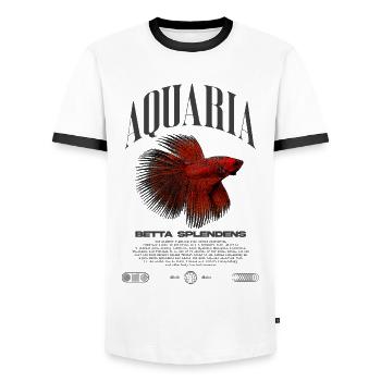 Betta Fish Keeper Moderne Streetwear - Männer Kontrast-T-Shirt - Weiß/Schwarz - Vorne - AI Model Female 172 light (172cm) & AI Model Male 178 dark (178cm)