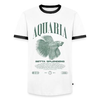 Betta Fish Keeper Moderne Streetwear - Männer Kontrast-T-Shirt - Weiß/Schwarz - Vorne - AI Model Female 172 light (172cm) & AI Model Male 178 dark (178cm)