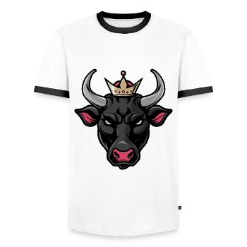 Taureau Portrait Animal Taureau Tête Couronne - T-shirt contrasté Homme - blanc/noir - Devant - AI Model Female 172 light (172cm) & AI Model Male 178 dark (178cm)