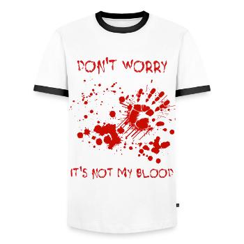 Conception effrayante d’éclaboussures de sang - T-shirt contrasté Homme - blanc/noir - Devant - AI Model Female 172 light (172cm) & AI Model Male 178 dark (178cm)