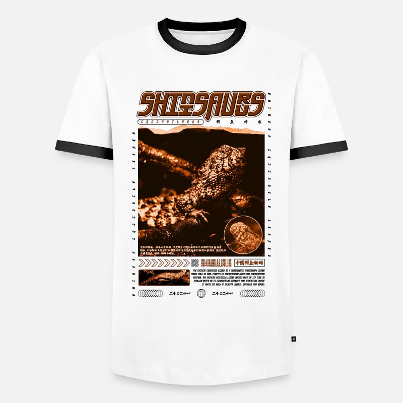Chinesisches Krokodil Eidechse Shinisaurus Crocodilurus - Männer Kontrast-T-Shirt - Weiß/Schwarz