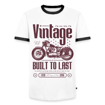 Vintage Motorcycle Bikers Motorbike Birthday 1946 - Men's Ringer Shirt - white/black - Front - AI Model Female 172 light (172cm) & AI Model Male 178 dark (178cm)