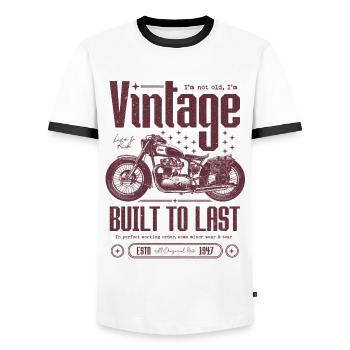 Vintage Motorcycle Bikers Motorbike Birthday 1947 - Men's Ringer Shirt - white/black - Front - AI Model Female 172 light (172cm) & AI Model Male 178 dark (178cm)