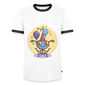 Ant Birthday Baby - Men's Ringer Shirt - white/black - Front - AI Model Female 172 light (172cm) & AI Model Male 178 dark (178cm)