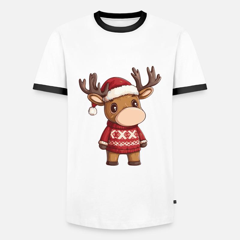 Moose Christmas Comic - Men's Ringer Shirt - white/black
