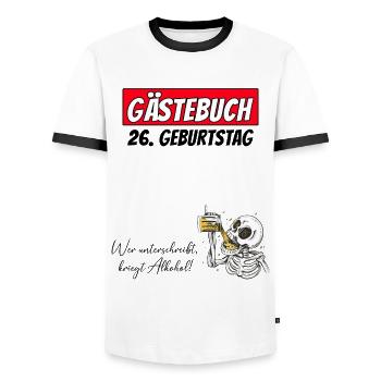 26th Birthday Guestbook Signatures Alcohol - Men's Ringer Shirt - white/black - Front - AI Model Female 172 light (172cm) & AI Model Male 178 dark (178cm)