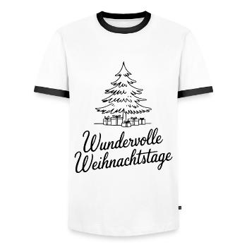 Merveilleux jours de Noël – Design festif - T-shirt contrasté Homme - blanc/noir - Devant - AI Model Female 172 light (172cm) & AI Model Male 178 dark (178cm)