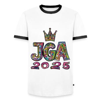 Jga 2025 Junggesellenabschied - Männer Kontrast-T-Shirt - Weiß/Schwarz - Vorne - AI Model Female 172 light (172cm) & AI Model Male 178 dark (178cm)