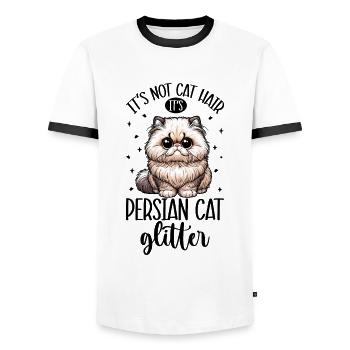 Chats Paillettes - Chat Persan - T-shirt contrasté Homme - blanc/noir - Devant - AI Model Female 172 light (172cm) & AI Model Male 178 dark (178cm)
