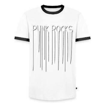 Rétro Punk Rock Nostalgie Musique Punk Rocks - T-shirt contrasté Homme - blanc/noir - Devant - AI Model Female 172 light (172cm) & AI Model Male 178 dark (178cm)