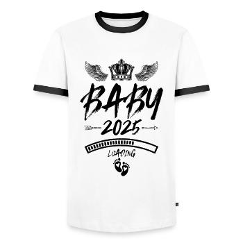 Baby 2025 Loading Spruch - Männer Kontrast-T-Shirt - Weiß/Schwarz - Vorne - AI Model Female 172 light (172cm) & AI Model Male 178 dark (178cm)