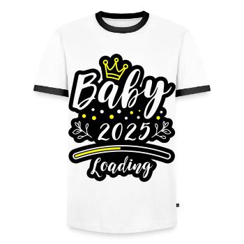 Baby 2025 Loading Spruch - Männer Kontrast-T-Shirt - Weiß/Schwarz - Vorne - AI Model Female 172 light (172cm) & AI Model Male 178 dark (178cm)