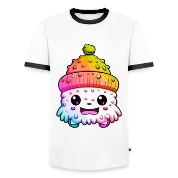 Winter Eskimo Comic Wintery - Men's Ringer Shirt - white/black - Front - AI Model Female 172 light (172cm) & AI Model Male 178 dark (178cm)