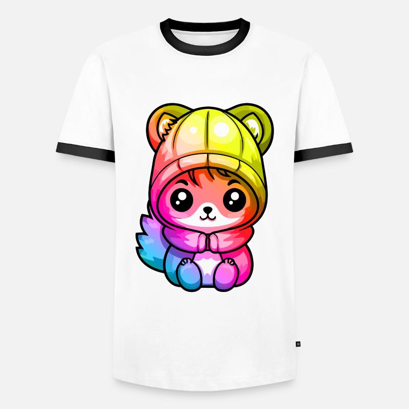 Eichhörnchen Winter Tier Bunt Comic - Männer Kontrast-T-Shirt - Weiß/Schwarz
