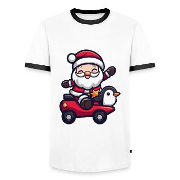 Penguin Santa Claus - Men's Ringer Shirt - white/black - Front - AI Model Female 172 light (172cm) & AI Model Male 178 dark (178cm)