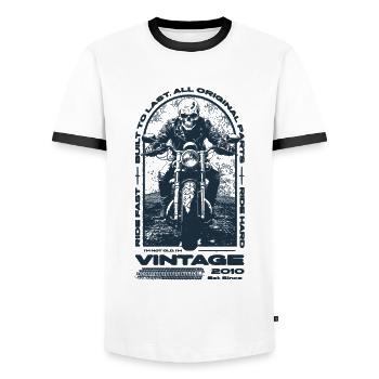 Vintage Motorcycle Bikers Motorbike Birthday 2010 - Men's Ringer Shirt - white/black - Front - AI Model Female 172 light (172cm) & AI Model Male 178 dark (178cm)
