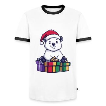 Polar Bear Christmas Gifts Polar Bear - Men's Ringer Shirt - white/black - Front - AI Model Female 172 light (172cm) & AI Model Male 178 dark (178cm)