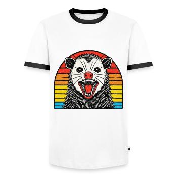 Tout d’abord, je suis un délice sarcastique en colère opossum - T-shirt contrasté Homme - blanc/noir - Devant - AI Model Female 172 light (172cm) & AI Model Male 178 dark (178cm)