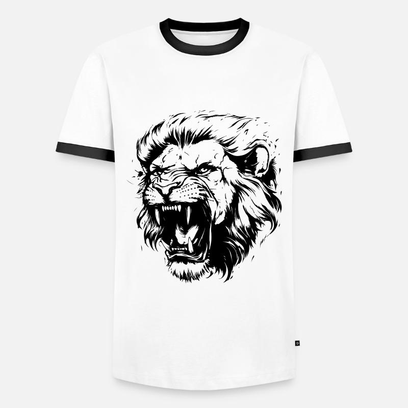 Löwe Kopf - Männer Kontrast-T-Shirt - Weiß/Schwarz