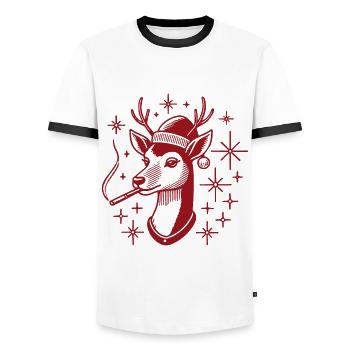 Cooles Rentier Mama Weihnachten Illustration - Männer Kontrast-T-Shirt - Weiß/Schwarz - Vorne - AI Model Female 172 light (172cm) & AI Model Male 178 dark (178cm)