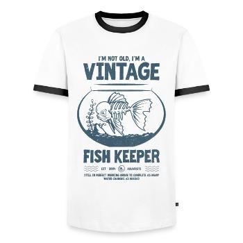 Vintage Fish Keeper Tropischer Fisch Geburtstag 2004 - Männer Kontrast-T-Shirt - Weiß/Schwarz - Vorne - AI Model Female 172 light (172cm) & AI Model Male 178 dark (178cm)