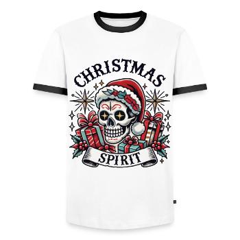 Streetwear Aesthetic Christmas Spirit Skull - Männer Kontrast-T-Shirt - Weiß/Schwarz - Vorne - AI Model Female 172 light (172cm) & AI Model Male 178 dark (178cm)