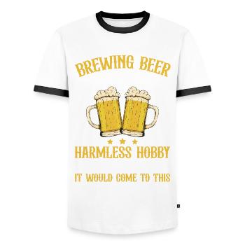 Braumeister Beer Brewing Brewers Drinking Beer - Men's Ringer Shirt - white/black - Front - AI Model Female 172 light (172cm) & AI Model Male 178 dark (178cm)