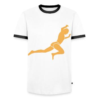 Diver Diving Cliff Diver - Men's Ringer Shirt - white/black - Front - AI Model Female 172 light (172cm) & AI Model Male 178 dark (178cm)