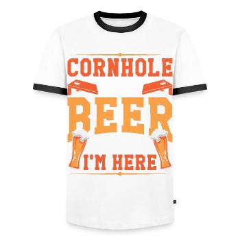 Costume de hot-dog Tenue de camping - T-shirt contrasté Homme - blanc/noir - Devant - AI Model Female 172 light (172cm) & AI Model Male 178 dark (178cm)