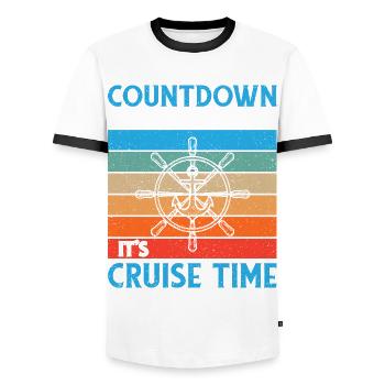 Cruise with the family cruise ship - Men's Ringer Shirt - white/black - Front - AI Model Female 172 light (172cm) & AI Model Male 178 dark (178cm)