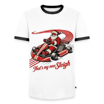 Christmas go-kart fun in retro style - Men's Ringer Shirt - white/black - Front - AI Model Female 172 light (172cm) & AI Model Male 178 dark (178cm)