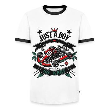 Go-kart loving boy retro style - Men's Ringer Shirt - white/black - Front - AI Model Female 172 light (172cm) & AI Model Male 178 dark (178cm)