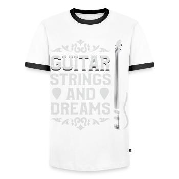 Acoustic Guitar Player Music Band Gitarrist - Männer Kontrast-T-Shirt - Weiß/Schwarz - Vorne - AI Model Female 172 light (172cm) & AI Model Male 178 dark (178cm)