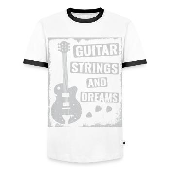 Acoustic Guitar Player Music Band Gitarrist - Männer Kontrast-T-Shirt - Weiß/Schwarz - Vorne - AI Model Female 172 light (172cm) & AI Model Male 178 dark (178cm)