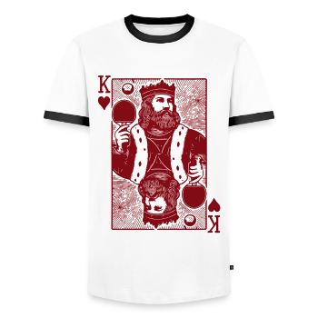 Retro Tischtennis Spielkarte König Vintage Stil - Männer Kontrast-T-Shirt - Weiß/Schwarz - Vorne - AI Model Female 172 light (172cm) & AI Model Male 178 dark (178cm)